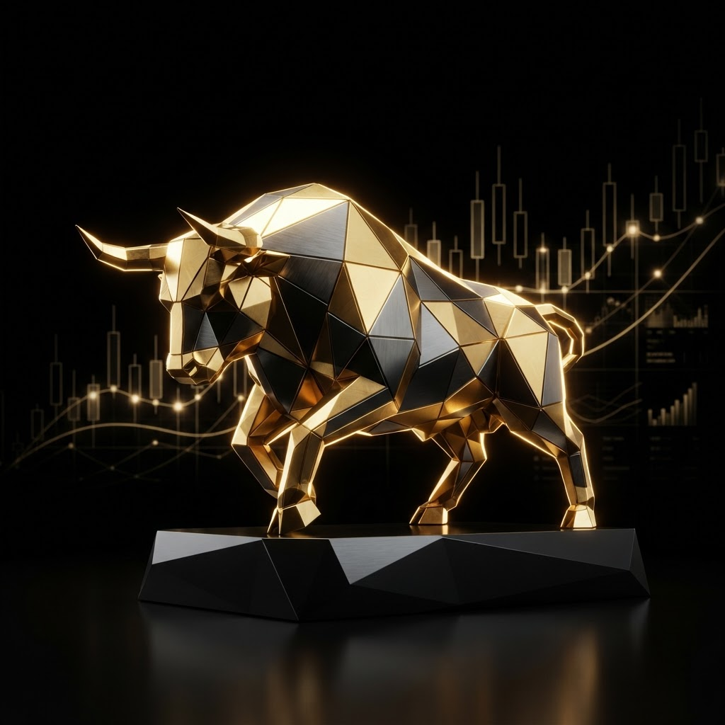 Golden bull symbolizing Adept Trading's strength and growth